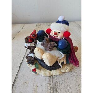 Vintage snowman Cardinal raccoon statue‎ figurine tire Xmas décor